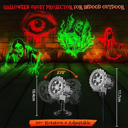 Halloween Projector Lights Outdoor - LED Rotating Skull & Ghost Projection Light, Waterproof Halloween Light Projector, Indoor/Outdoor Decor for Home, Yard, Party, Window & Wall - Image 6