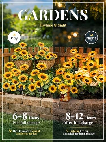 GIGALUMI Solar Sunflower Decor, 2 Pack LED Sunflower Gifts for Women - Image 3