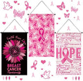 Tegeme 3 Pcs Breast Cancer Awareness Door Sign Pink Ribbon Door Banner Breast Cancer Awareness Flags Decoration Pink Ribbon Hanging Flags for Party Home Outdoor Indoor Decoration by Tegeme