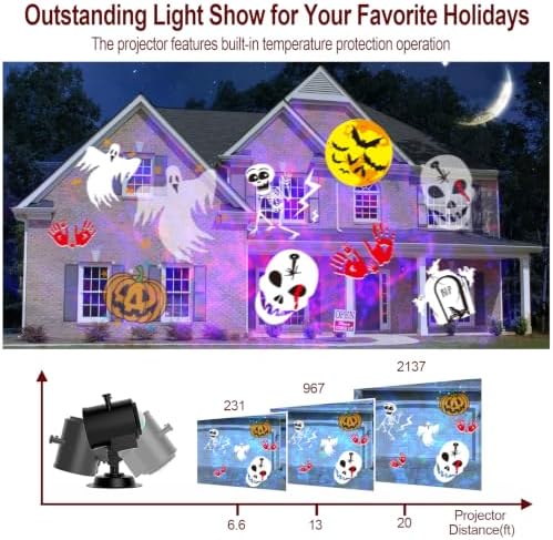 2026 Brighter Halloween Projector Lights,FLITI 19HD Slide (Ocean Wave & Patterns),11 Themes Waterproof Holiday Projector with Remote for Halloween,Christmas Decorations Outdoor or Indoors - Image 4