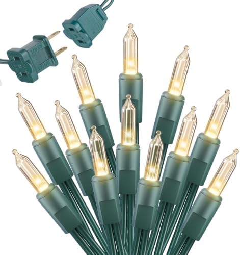 Clear Christmas Lights, 20FT 100 Count Incandescent Mini String Lights, Connectable Waterproof Fairy Light Christmas Decorations for Indoor Outdoor Xmas Tree Garland Garden Patio Party Wedding Decor by Brightown