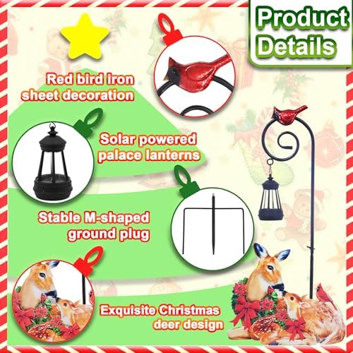 Deer Solar Lantern Garden Stake 29.5in Metal Christmas Yard Light - Image 6