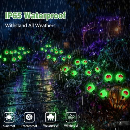 EEW Solar Halloween Decorations Outdoor 8 Pack 48 LED Eyeball Lights Green - Image 5