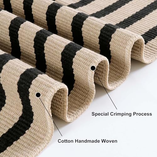 Fall Front Door Mat 3'x5', Cotton Woven Washable Striped Outdoor Rug - Image 3
