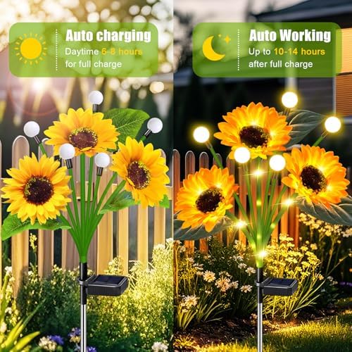2 Pack Solar Sunflower Lights Waterproof Outdoor - Image 6