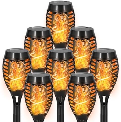 8 Pack Solar Pathway Lights Outdoor, Solar Torches Lights Halloween Decor by SPRKLINLIN