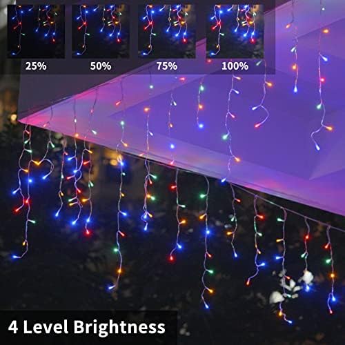 Christmas Icicle Lights Outdoor,640 LED 65.6 FT 8 Modes with Remote Control, Curtain Fairy String Lights for Christmas Decorations Holiday Wedding Party Eaves Window Yard Indoor (Multicolor) - Image 4