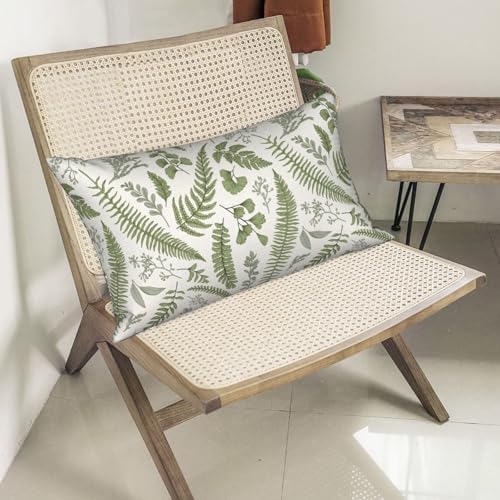 Sage Green Spring Pillow Covers 12x20 Inch 2 Pcs Vintage Leaf Plant Decor Throw Pillows Tropical Botanical Leaves Seasonal Outdoor Decoration Pillowcase Linen Cushion Cover for Couch Sofa - Image 5