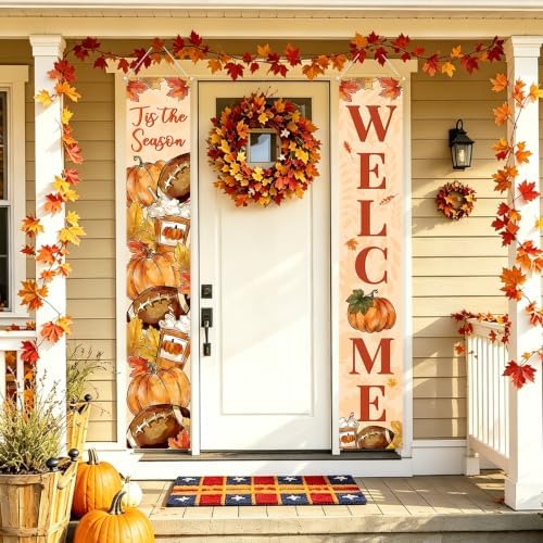 Fall Welcome Banner Porch Sign Football Banner Door Outdoor Decor - Image 4