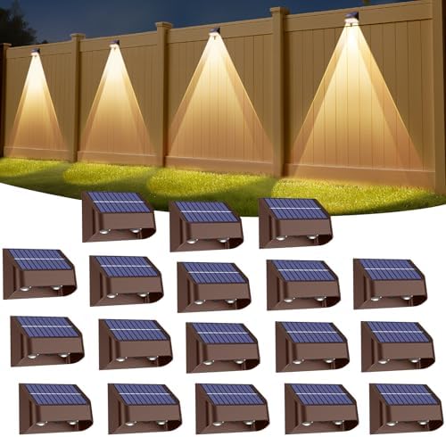 Super Long Lasting Solar Fence Lights Outdoor,Deck Lights Waterproof,Perfect for Winter and Rainy Days,Dusk to Dawn High Brightness Solar Lighting for Wall,Stair,Yard,Patio,Backyard(18 Pack,Brown) by Yivsen