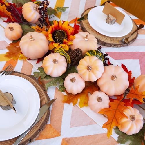 Winlyn 12 Pcs Harvest Orange Artificial Pumpkins Fall Faux Pumpkins Light Orange Decorative Pumpkins Fake Foam Pumpkins for Thanksgiving Party Halloween Autumn Wedding Centerpiece Table Wreath Décor - Image 3