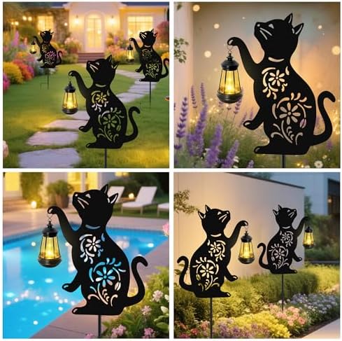 Solar Cat Hanging Lantern Outdoor,1 Pack Black Cat Solar Lights - Image 5