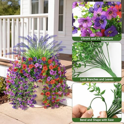 Artificial Fake Hanging Flowers Plants for Outdoor Outside Decoration - Image 2