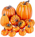 Artmag Package of 12 Pcs Assorted Sizes Artificial Fake Orange Pumpkins Large Faux Harvest Pumpkins for Fall Thanksgiving Halloween Seasonal Holiday Decor Decoration by Artmag