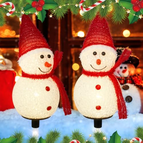 Solar Christmas Snowman Pathway Lights Outdoor Decoration, 6 Pack - Image 5