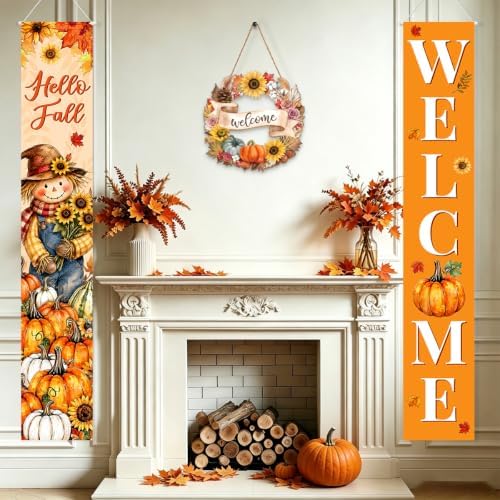 Fall Welcome Banner Porch Sign Hello Fall Banner Front Door Outdoor Decor - Image 5