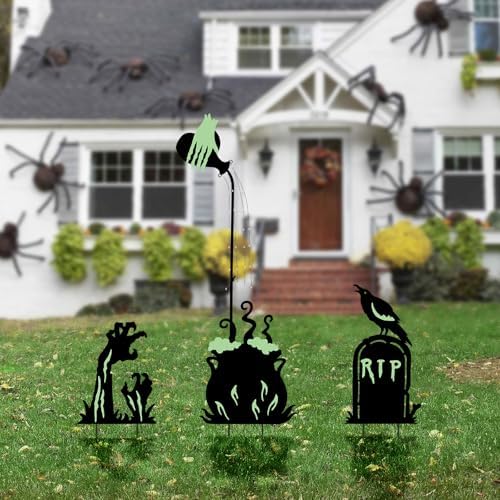 BRIGHTDECK 3 Pcs Halloween Witch Yard Signs Metal Stakes Outdoor Decoration - Image 6