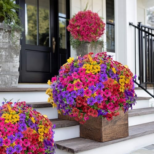 AXYLEX Artificial Flowers for Outdoors, 16 Bundles Fake Plants 4 Colors - Image 4