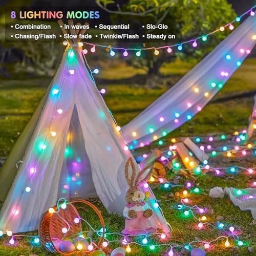 JMEXSUSS 33ft 100 LED Globe Easter Lights Battery Operated with Remote - Image 2