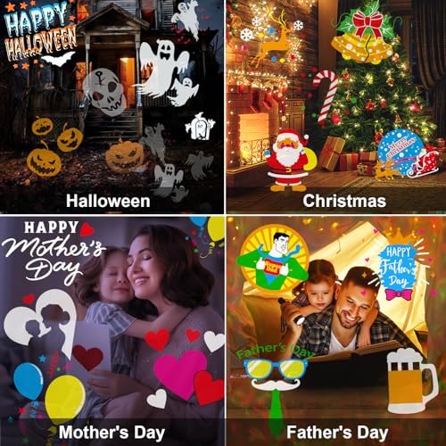 2026 Upgraded Halloween Projector,19HD Slide (Ocean Wave & Patterns),11 Theme Holiday Projector with Remote for Halloween,Christmas,Happy New Year - Image 5