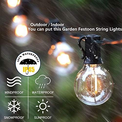 Outdoor String Lights 50FT G40 LED Globe Bulbs - Shatterproof, Connectable, Waterproof - 27 Bulbs (2 Extra), 25 E12 Hanging Lights for Patio, Bistro, Pergola, Gazebo - Image 4