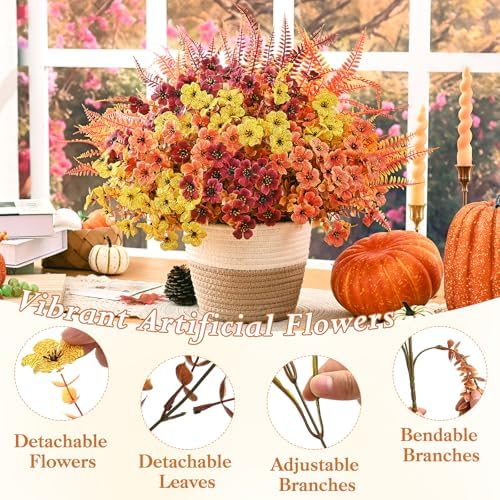Artificial Mums for Outdoors, Artificial Fall Flowers, 30Pcs Fake Mums - Image 3