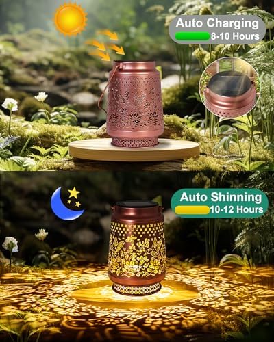 Solar Lanterns Outdoor Waterproof Hummingbird Elegant Garden Decor Birthday Gifts for Women Mom Grandma Sister Metal Hanging Solar Lights Outside Gardening Decorations for Backyard, Patio, Lawn, Porch - Image 5