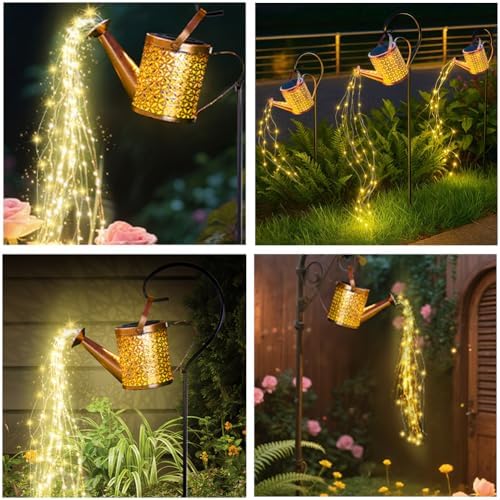Solar Watering Can Light,Large Metal Hanging Garden Decorative Lights - Image 3