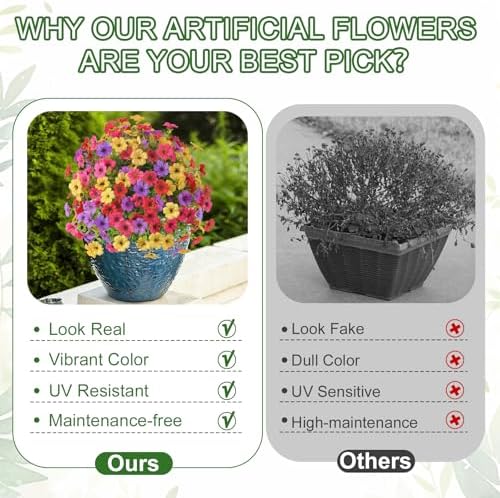 Alupssuc 2Pcs 20" Artificial Topiary Ball Flowers, UV Resistant Outdoor Faux Plants with Ground Spikes, Fake Bushes, 4 Colors Mix Spring Summer Decor for Garden, Porch, Patio & Indoor Planters - Image 6