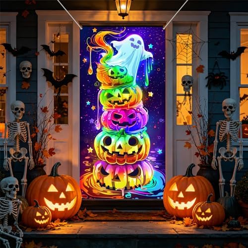 35.4" x 70.8" Halloween Door Cover, Haunted House Front Door Decor - Image 4