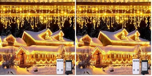 JMEXSUSS Icicle Lights for Outside, 400 LED 38.8FT (Pack of 2) by JMEXSUSS
