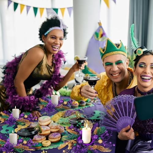 6 PCS Mardi Gras Purple and Green Glitter Mini Cabinet Wreaths for Front Door Carnival Party Decor Wreath Mardi Gras Hanging Garlands Candle Rings for Front Door Home Window Chair Wall Indoor Outdoor - Image 5