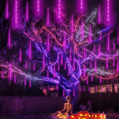 Aukora Halloween Lights Outdoor, UL Certified Meteor Shower Lights Purple by AUKORA