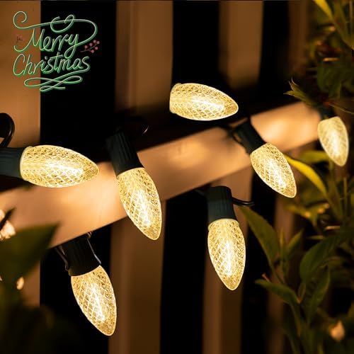 GAGALIFE 29Ft C9 Christmas Pathway Lights Outdoor - 25 LED Lights with 25 Marker Stakes for Walkway, Waterproof Plug in C9 Christmas Light Outdoor for Driveway, Yard, Lawn Decorations, Warm White - Image 5