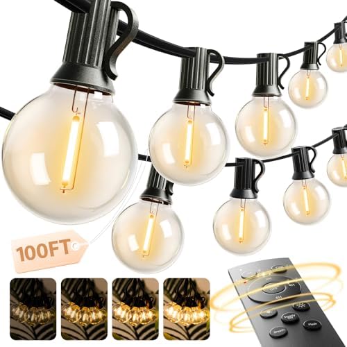 addlon Outdoor String Lights 100FT G40 with Remote 54 LED Shatterproof Bulb by addlon