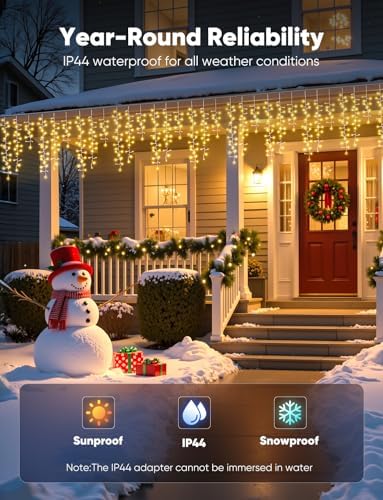 Brightown Icicle Christmas Lights Outdoor, 20FT 600LED Cluster Icicle Light - Image 3