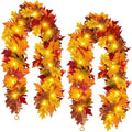2Pcs Fall Maple Leaf Garland with Yellow Lights by KVCSYAW