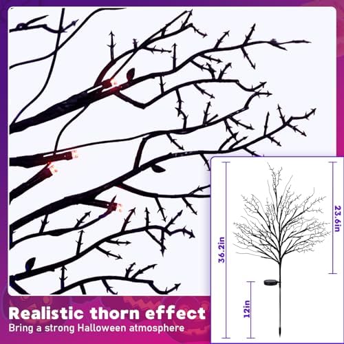 Halloween Solar Pathway Lights 4PCS, Halloween Outdoor Decorations, Artificial Tree Waterproof LED Lights for Lawn Yard Garden Driveway Porch Walkway, Auto On/Off - Image 2