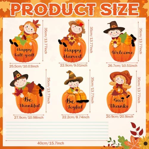 6 Pcs Fall Scarecrow Yard Stakes Thanksgiving Outdoor Decor - Image 2