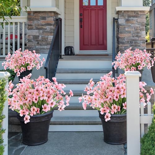 ColoPlay 24 Peach Bundles Artificial Flowers for Outdoors/Indoors Fake Flowers Plants for Indoor Outside Garden Porch Window Box Home Wedding Farmhouse (Pack of 2) - Image 7