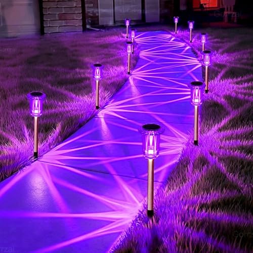 Halloween Solar Lights Outdoor 15 Pack LED Purple Pathway Lights by Gorrzai
