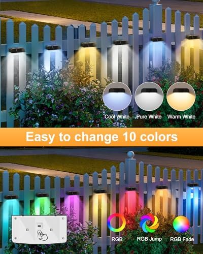 Brightown 5 Pack Solar Fence Lights Outdoor, 10 Colors, Waterproof - Image 2