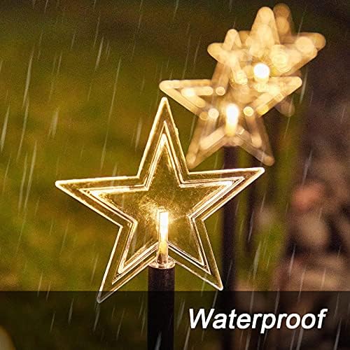 Mycznsyard Christmas Star Pathway Light 5 Pack Christmas Decorative Lights Battery Powered Waterproof LED Night Lights for Outdoor Ground Lawn Landscape Holiday Party Christmas Decor (Warm White) - Image 6
