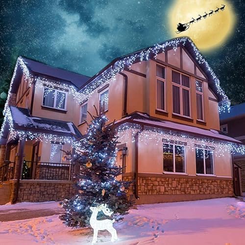 Joomer 19FT Christmas Icicle Lights Outdoor Connectable White - Image 5