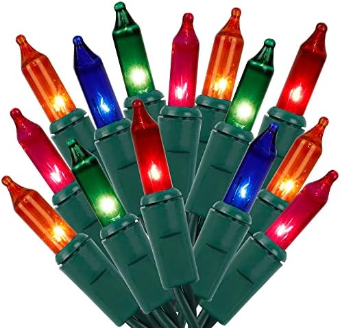 LJLNION Christmas Lights, 150 Count 33 FT Green Wire Xmas Tree Lights, 120V UL Certified Connectable for Holiday Party Outdoor Indoor Decoration, Multicolor by LJLNION