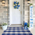 Buffalo Plaid Outdoor Rug 27.5" x 43" Blue and White Checkered Area Rug Washable Doormats Indoor Outdoor Rugs for Layered Front Door Mats, Porch, Entryway, Kitchen, Farmhouse by WAYYE