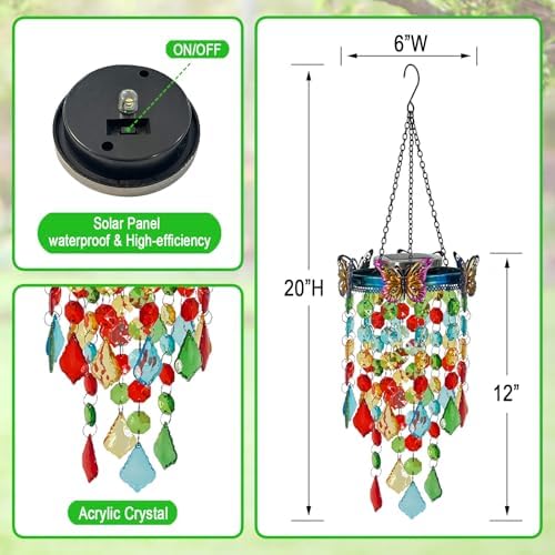 Hanging Solar Lantern Outdoor Chandelier,Butterfly Wind Chimes for Outside - Image 3