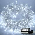 JMEXSUSS 300 LED White Christmas Lights Plug in Clear Wire by JMEXSUSS