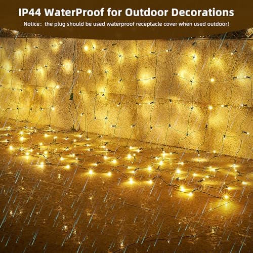 Led Christmas Net Lights Outdoor Christmas Decorations 200 Led 9Ftx6Ft Connectable Waterptoof Mesh Net Lights for Trees Bushes Wedding Garden Outdoor Christmas Decorations(warmwhite) - Image 3