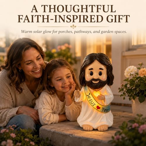 Jesus Love You Solar Lighted Figurine,10.2in Resin Outdoor Figurine Lights - Image 7